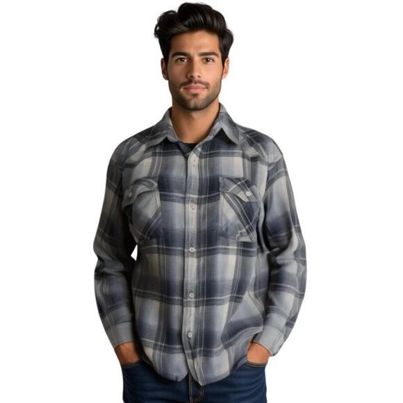 urban pipeline Other - Urban Pipeline Men's Blue Plaid Retro Shirt Western Flannel  Cotton Size L Y2K